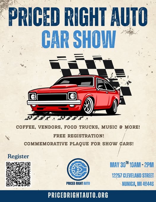 Priced Right Auto Car Show event at 12257 Cleveland Street in Nunica, MI on May 30, 2026