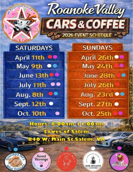 Roanoke Valley Cars & Coffee event at Lowes of Salem in Salem, VA on April 11, 2026
