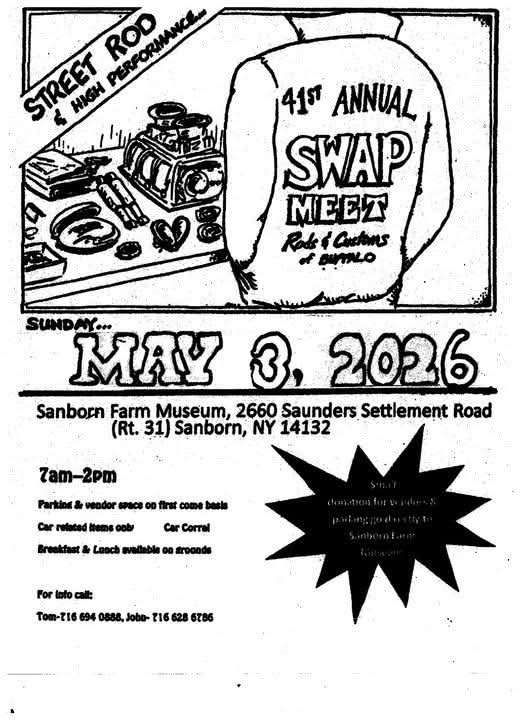 Rod & Customs 41st Annual Swap Meet event at Sanborn Farm Museum in Sanborn, NY on May 3, 2026