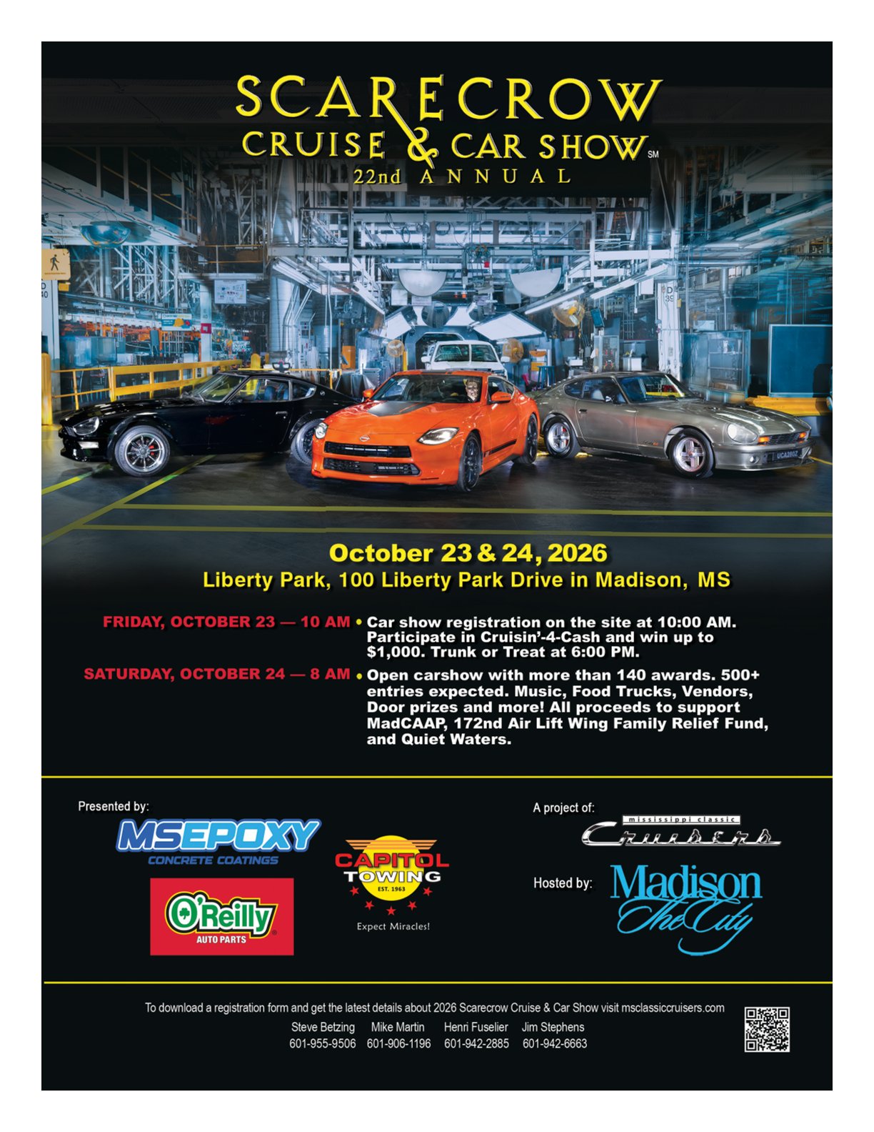 Scarecrow Cruise & Car Show event at Liberty Park in Madison, MS on October 23, 2026