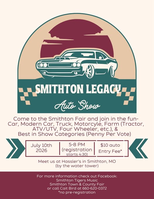 Smithton Legacy Auto Show event at Hassler's in Smithton, MO on July 10, 2026