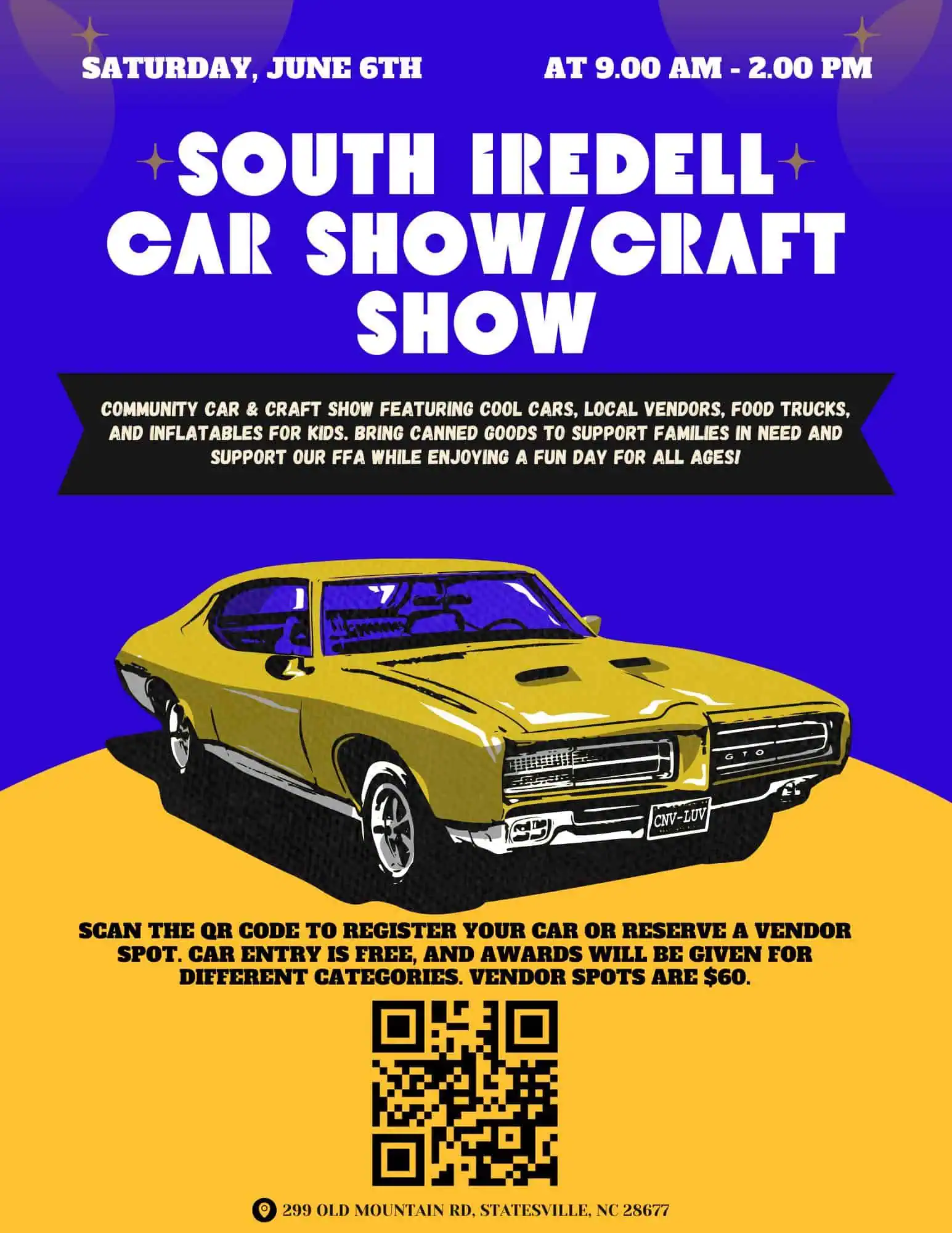 South Iredell Car Show/Craft Show event at South Iredell Car Show/Craft Show in Statesville, NC on June 6, 2026