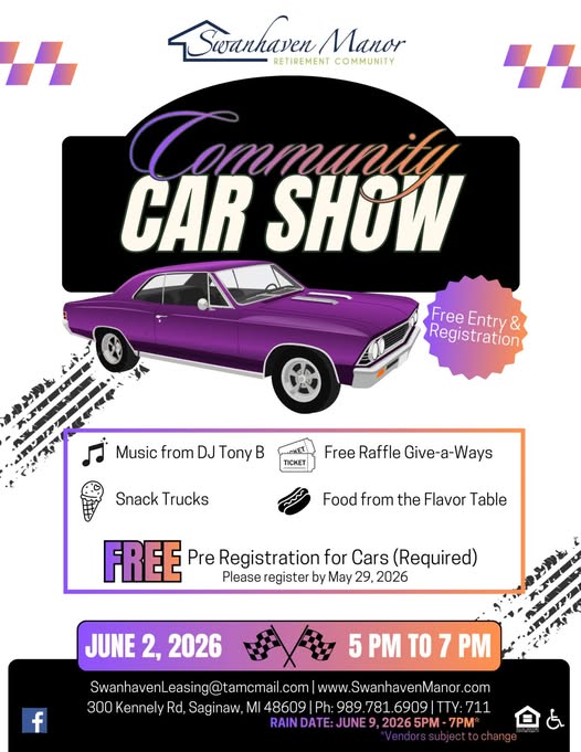 Swanhaven Manor Community Car Show event at Swanhaven Manor in Saginaw, MI on June 2, 2026