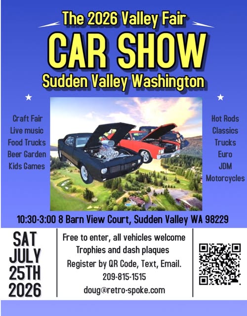 The 2026 Valley Fair CAR SHOW event at 8 Barn View Court in Sudden Valley, WA on July 25, 2026