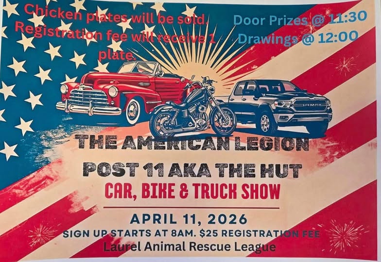 The American Legion Post 11 Aka The Hut Car, Bike & Truck Show event at The American Legion Post 11 Aka The Hut in Laurel, MS on April 11, 2026