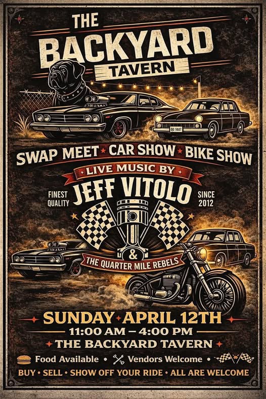 The Backyard Tavern Swap Meet Car Show Bike Show event at The Backyard Tavern in New Port Richey, FL on April 12, 2026