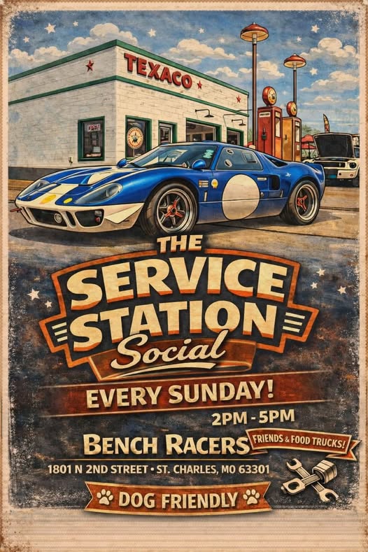 The Service Station Social event at Bench Racers in St. Charles, MO on April 10, 2026