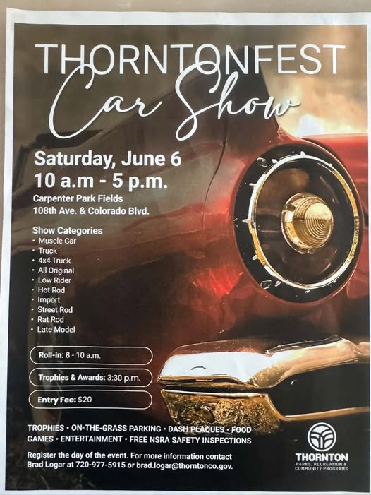 Thorntonfest Car Show event at Carpenter Park Fields in Thornton, CO on June 6, 2026