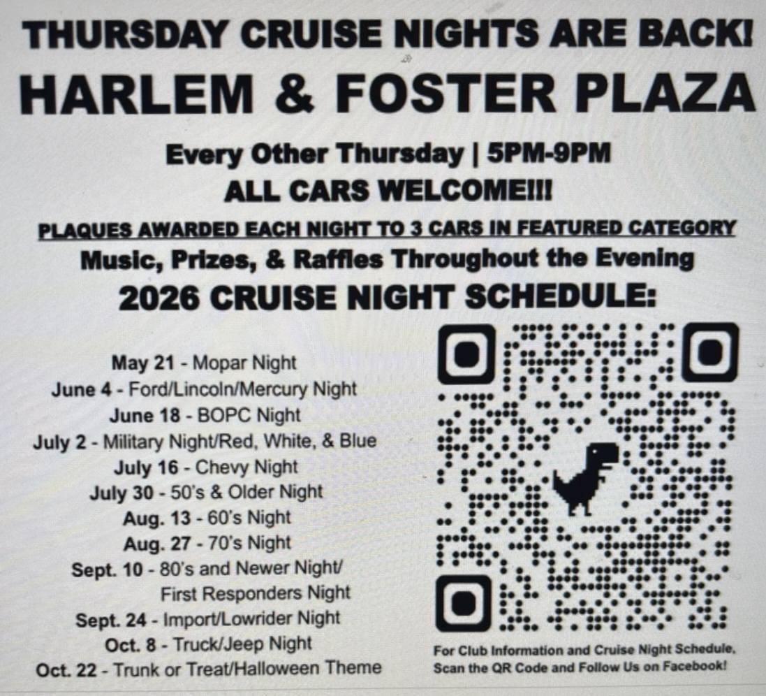 Thursday Cruise Nights Are Back! Harlem & Foster Plaza event at Harlem & Foster Plaza in Chicago, IL on June 4, 2026