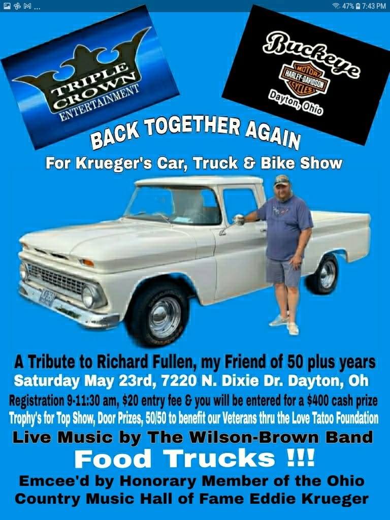 Triple Crown Entertainment Back Together Again For Krueger's Car, Truck & Bike Show event at 7220 N. Dixie Dr. in Dayton, OH on May 23, 2026