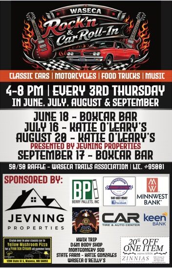 Waseca Rock'N & Car Roll-In event at Boxcar Bar in Waseca, MN on June 18, 2026