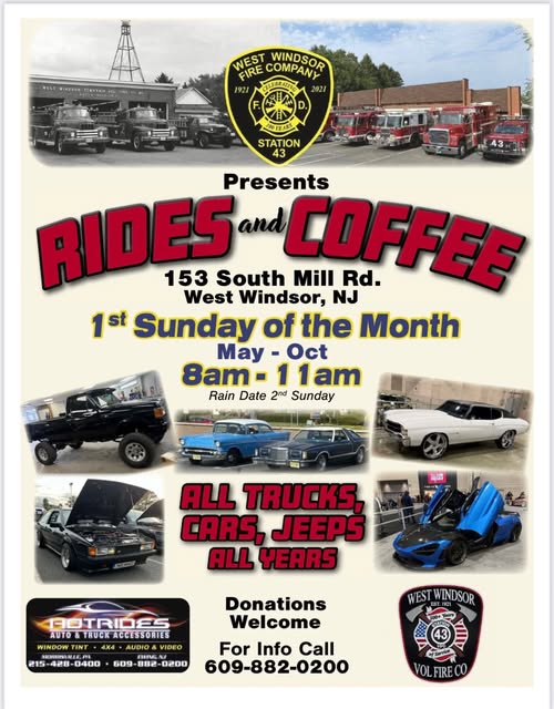 West Windsor Fire Company Presents Rides and Coffee event at West Windsor Fire Company in West Windsor, NJ on May 1, 2026