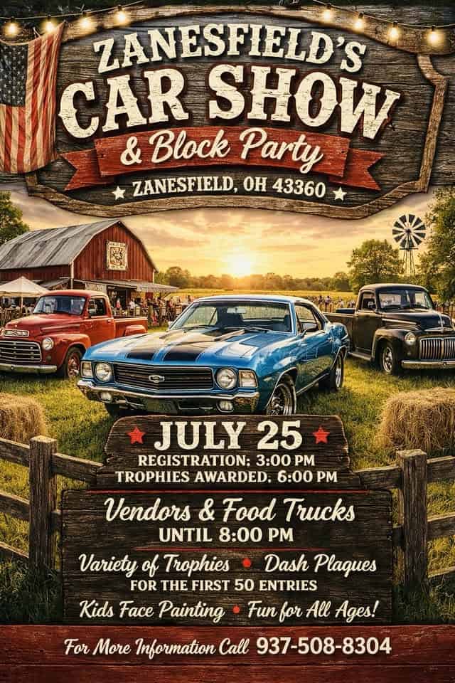 Zanesfield Summer Block Party event at 4718 Columbus St in Zanesfield, OH on July 25, 2026