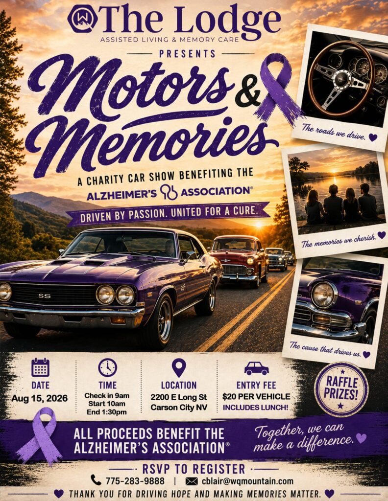 The Lodge Presents Motors & Memories event at 2200 E Long St in Carson City, NV on August 15, 2026