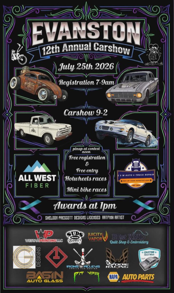 Evanston 12th Annual Carshow event at Evanston in Evanston, WY on July 25, 2026