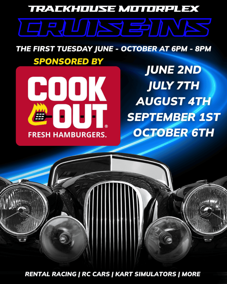 Trackhouse Motorplex Cruise In Sponsored by COOKOUT car show in Mooresville, NC