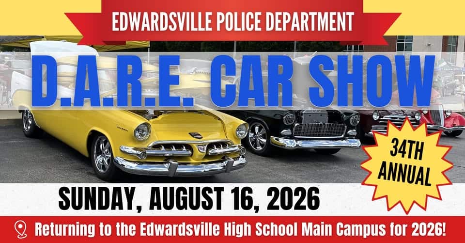 34th Annual D.A.R.E Car Show event at Edwardsville Tigers Football Stadium in Edwardsville, IL on August 16, 2026