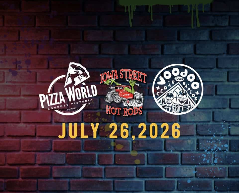 3rd Annual Pizza World/Voodoo Brewing Co. Hot Rod & Custom Car Show event at 5100 Fountains Blvd Ne in Cedar Rapids, IA on July 26, 2026