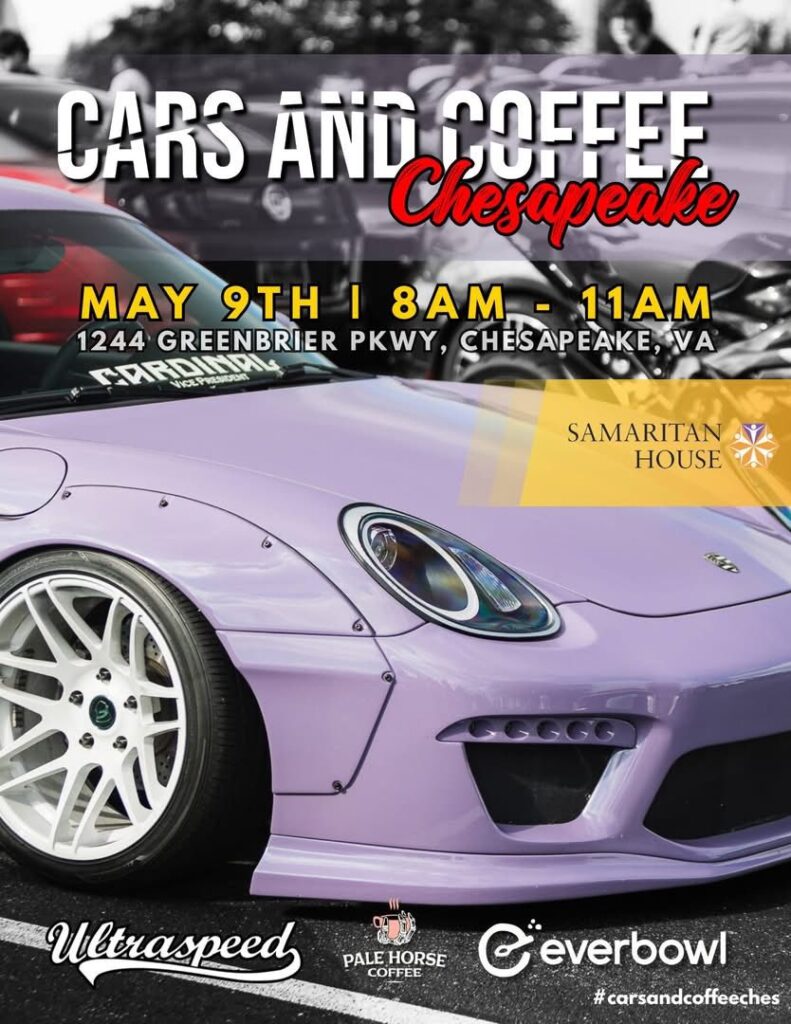 Cars And Coffee Chesapeake event at 1244 Greenbrier Pkwy in Chesapeake, VA on May 9, 2026