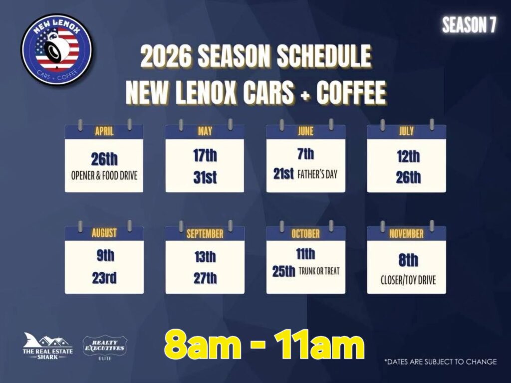 New Lenox Cars + Coffee event at Gost Coffee in New Lenox, IL on May 17, 2026