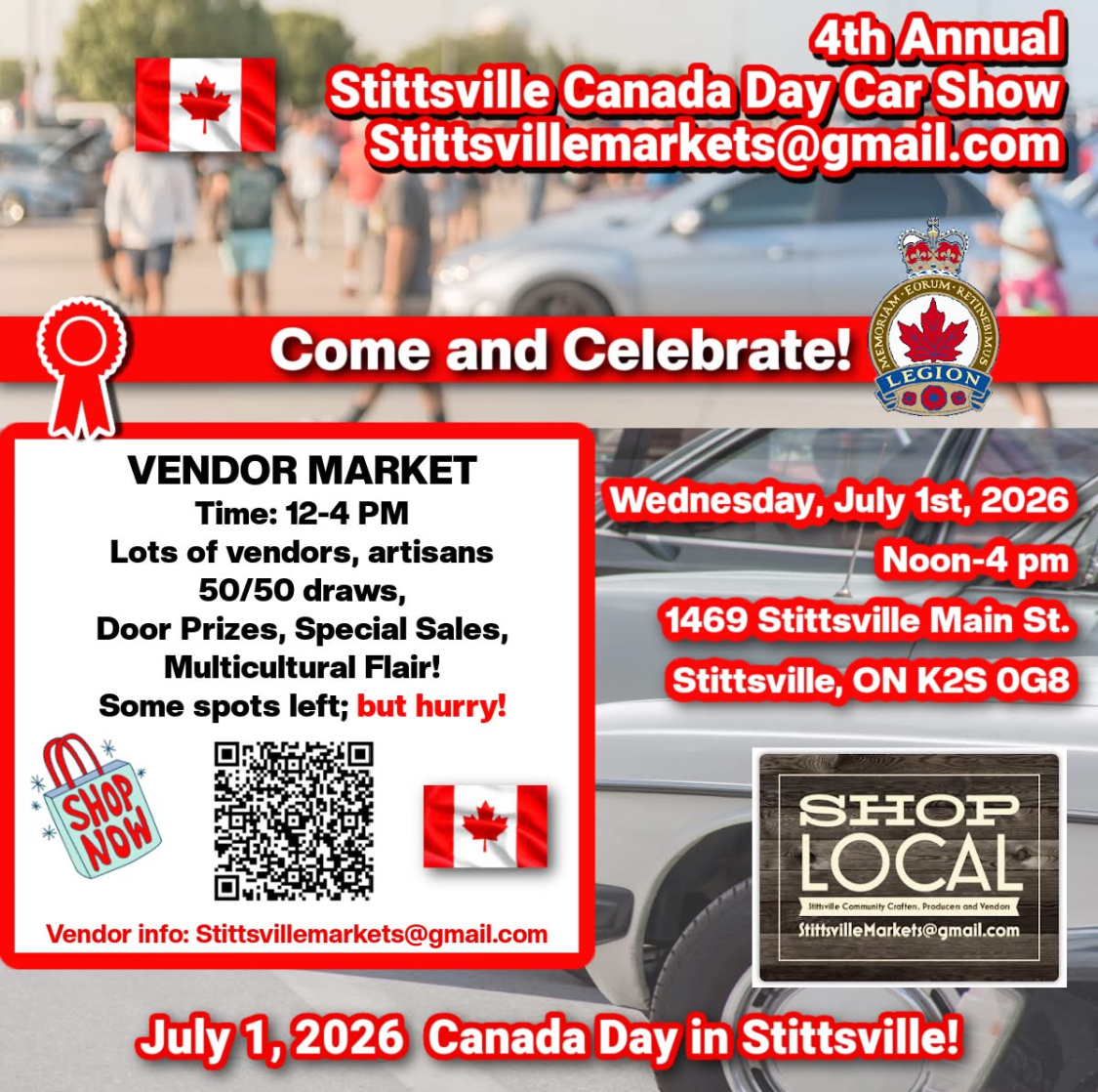 4th Annual Stittsville Canada Day Car Show event at 1469 Stittsville Main St. in Stittsville, ON on July 1, 2026