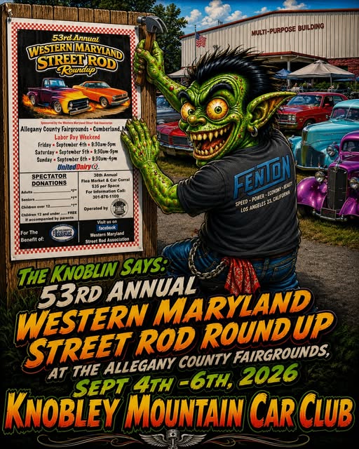 53rd Annual Western Maryland Street Rod Roundup event at Allegany County Fairgrounds in Cumberland, MD on September 4, 2026