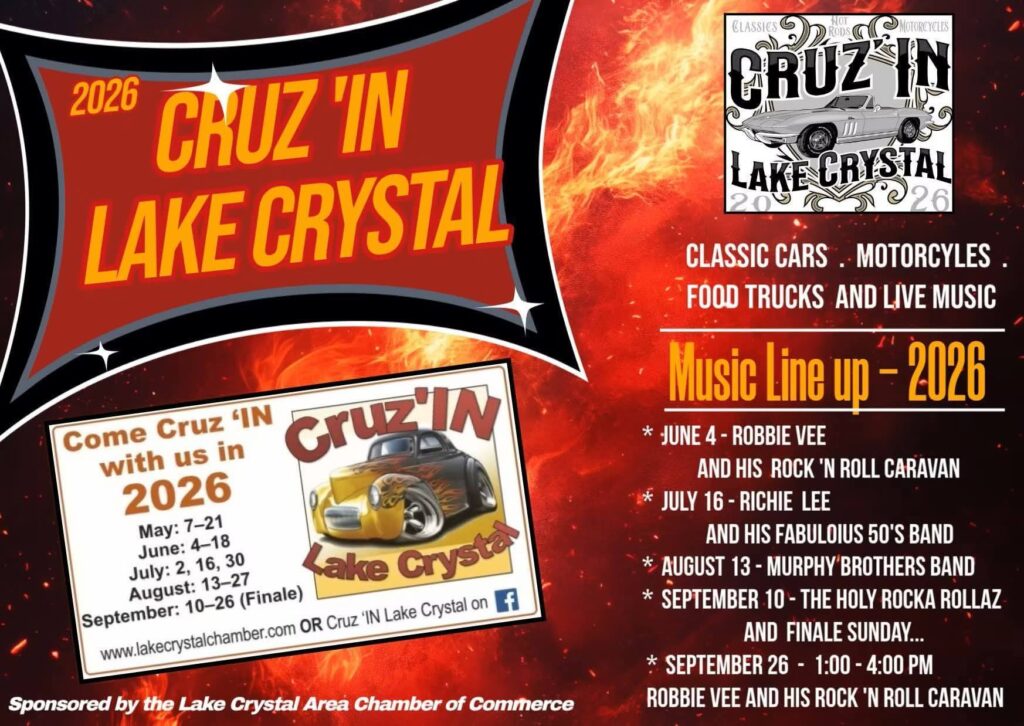 2026 Cruz �In Lake Crystal event at Lake Crystal in Lake Crystal, MN on May 7, 2026