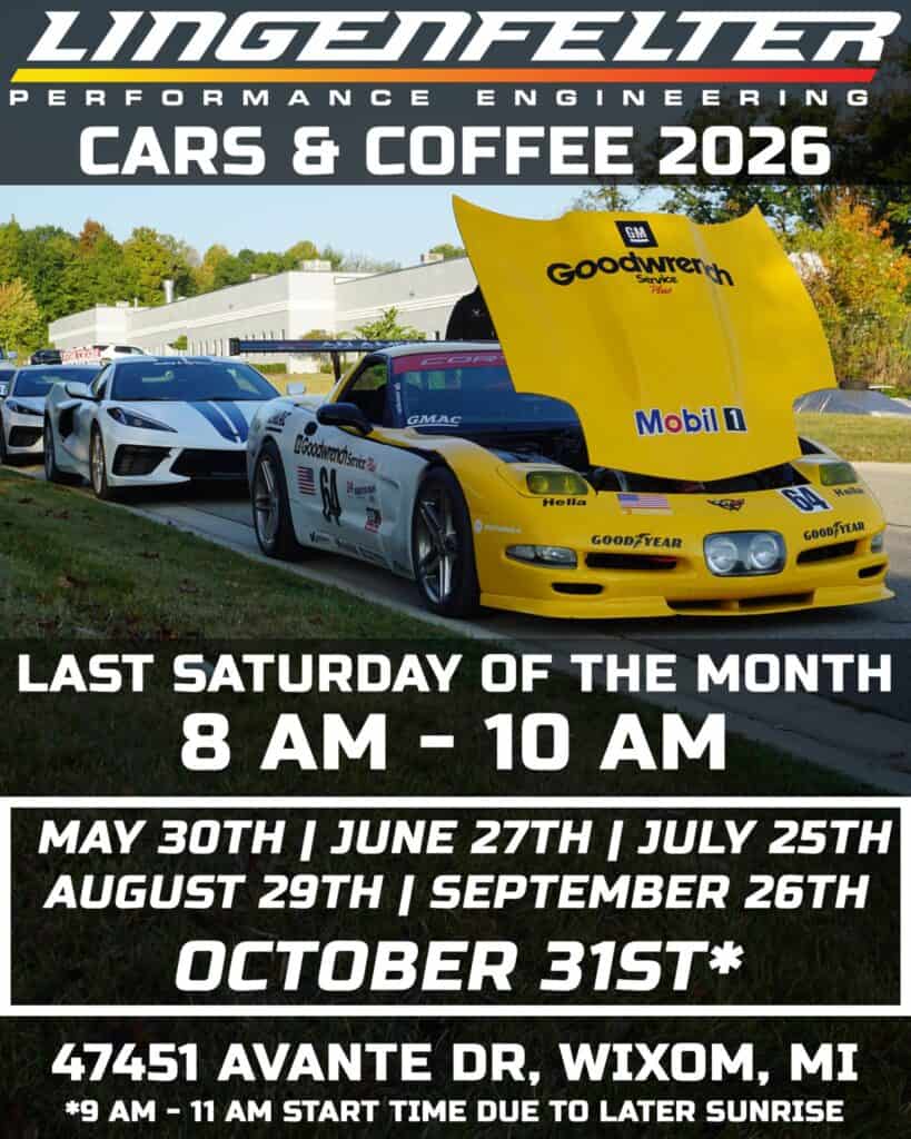 Lingenfelter Cars & Coffee event at Lingenfelter Performance Engineering in Wixom, MI on May 30, 2026