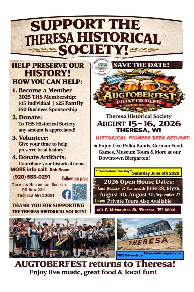 Augtoberfest Pioneer Beer event at Theresa Historical Society in Theresa, WI on August 15, 2026