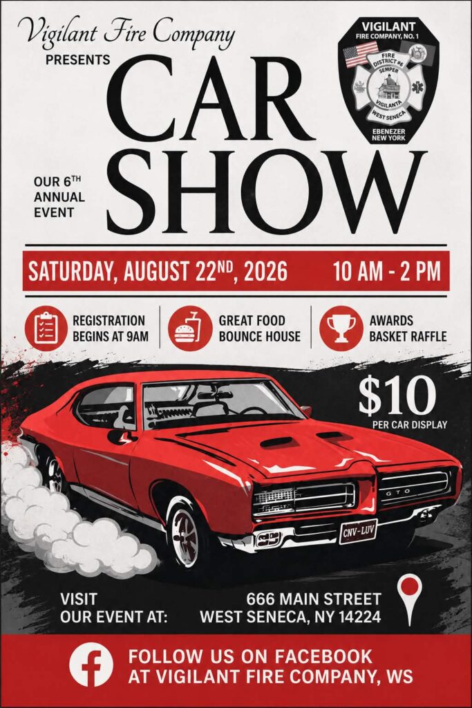 Vigilant Fire Company Presents Car Show event at 666 Main Street in Buffalo, NY on August 22, 2026