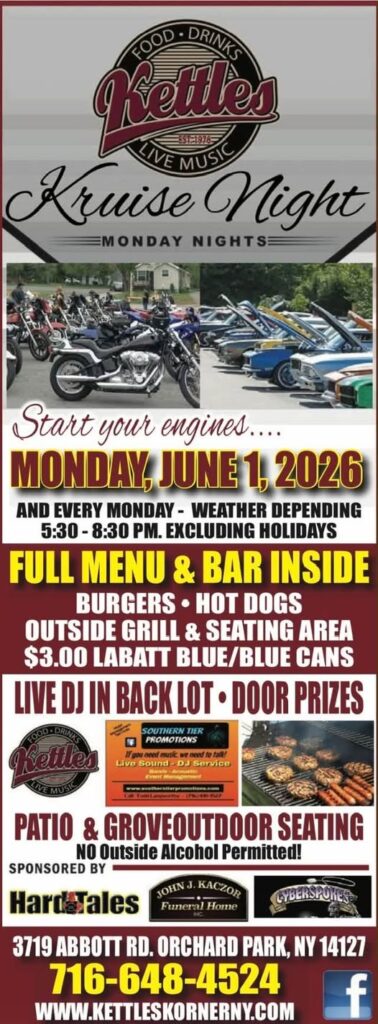 Kettles Kruise Night event at Kettles in Orchard Park, NY on June 1, 2026