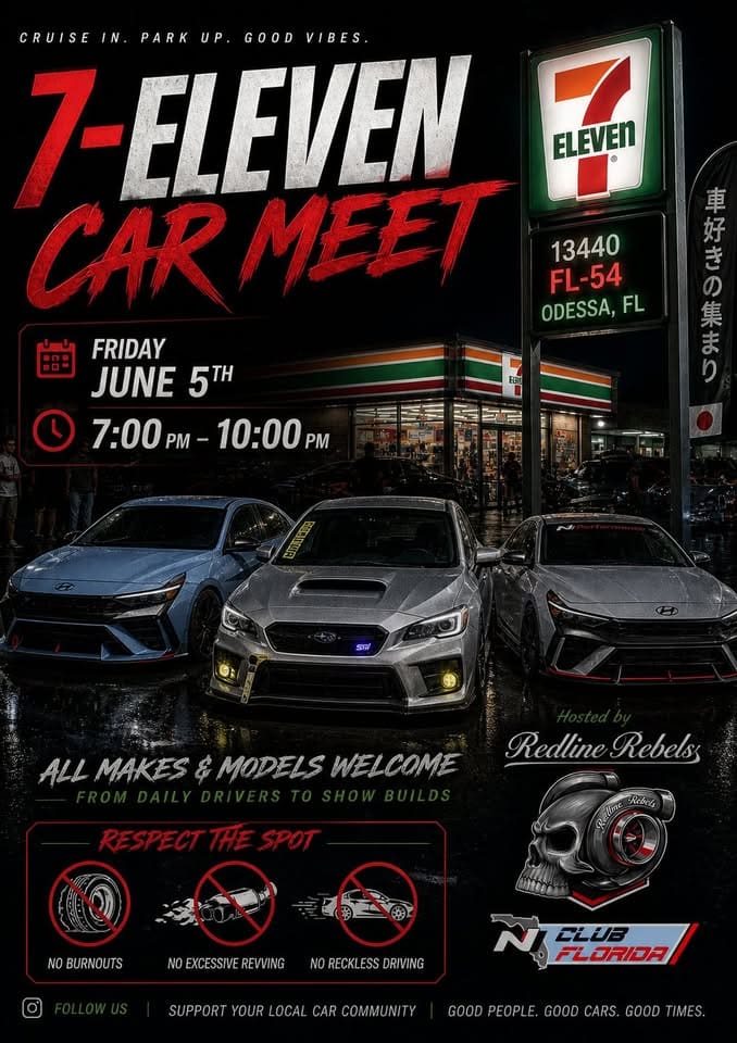 7-Eleven Car Meet event at 7-Eleven in Odessa, FL on June 5, 2026