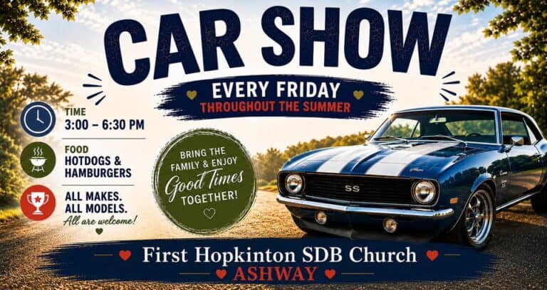 First Hopkinton Seventh Day Baptist Friday Car Show car show in Ashaway, RI