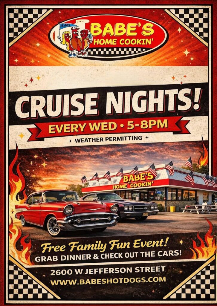 Babe's Home Cookin' Cruise Nights! event at Babe's Home Cookin' in Joliet, IL on May 6, 2026