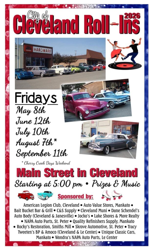City of Cleveland Roll-Ins event at Main Street in Cleveland in Cleveland, MN on May 8, 2026