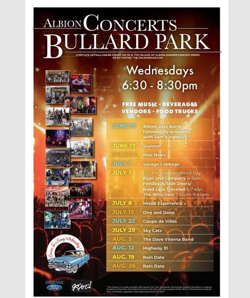Albion Concerts Bullard Park event at Bullard Park in Albion, NY on June 10, 2026
