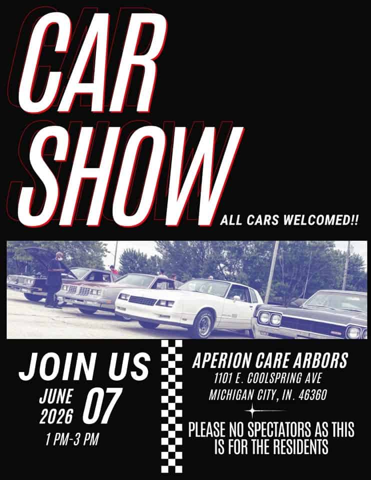 APERION CARE ABORS CAR SHOW event at 1101 E. Coolspring Avenue in Michigan City, IN on June 7, 2026