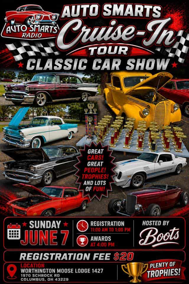 Auto Smarts Cruise-In Tour Classic Car Show event at 1970 Schrock Rd in Columbus, OH on June 7, 2026
