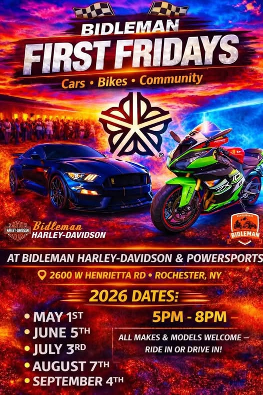 Bidleman First Fridays Cars � Bikes � Community event at Bidleman Harley-Davidson & Powersports in Rochester, NY on June 5, 2026