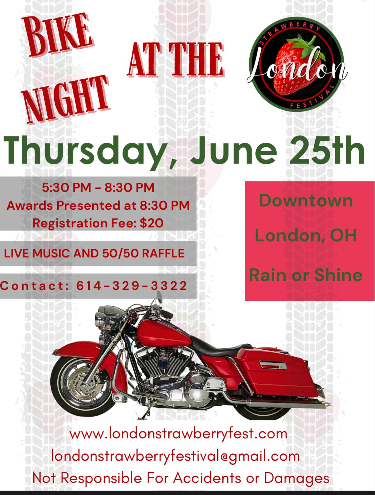 Bike Night At The London Strawberry Festival event at Downtown in London, OH on June 25, 2026