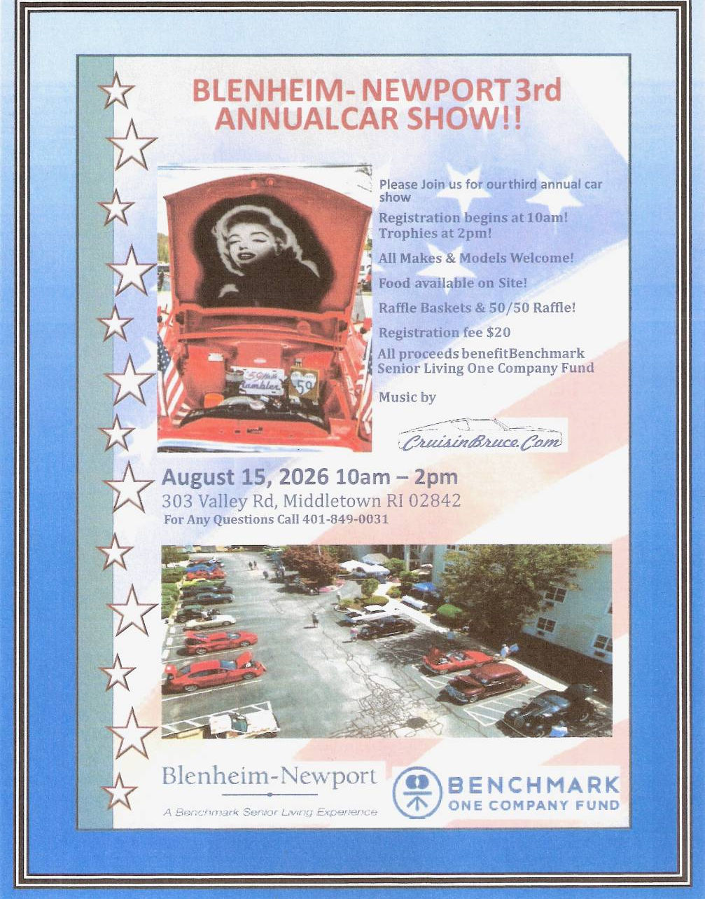 Blenheim-Newport 3rd Annual Car Show!! event at 303 Valley Rd, Middletown RI 02842 in Middletown, RI on August 15, 2026