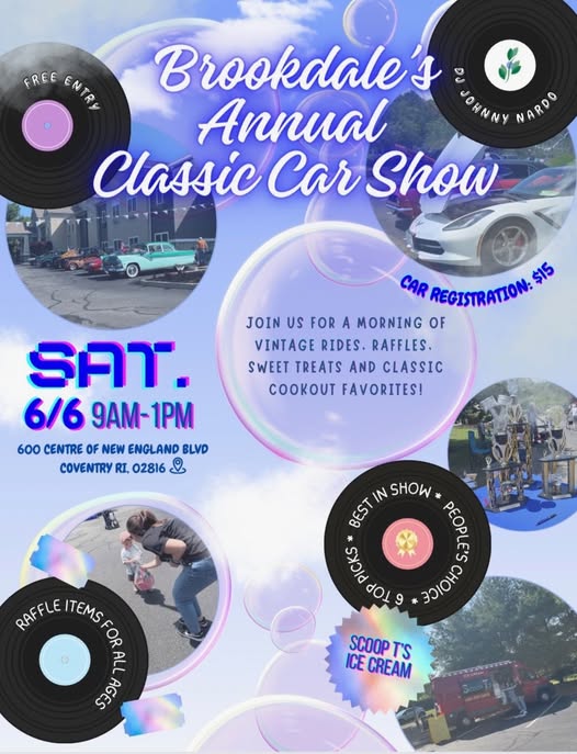 Brookdale's Annual Classic Car Show event at 600 Centre of New England Blvd in Coventry, RI on June 6, 2026