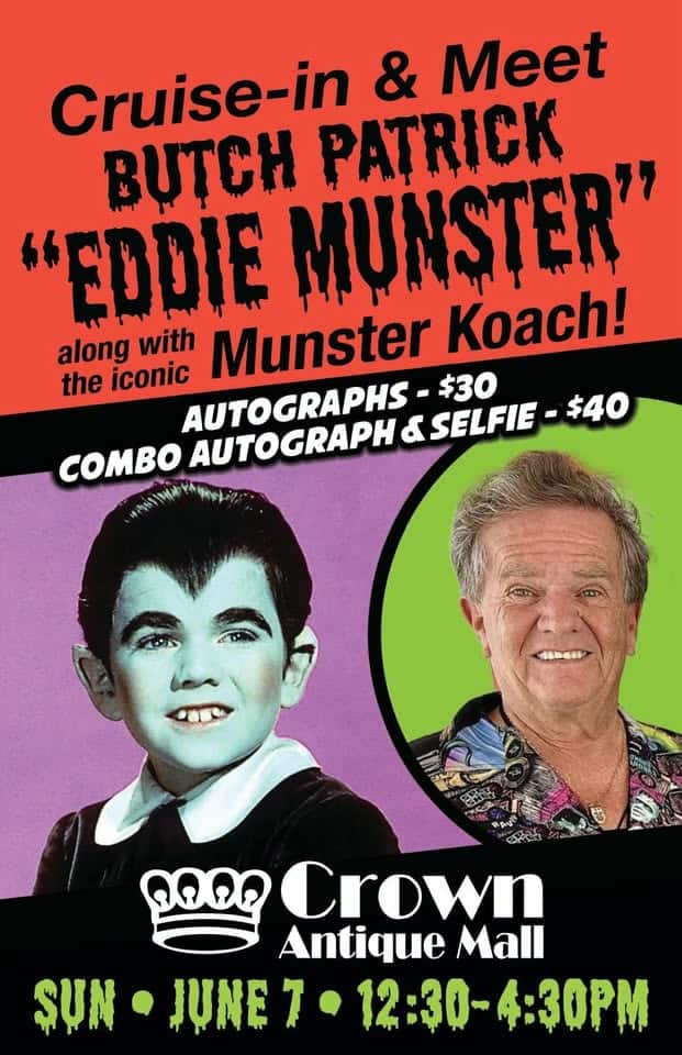 Butch Patrick "Eddie Munster" Meet and greet Car Cruise event at 545 110Th Ave in Crown Point, IN on June 7, 2026