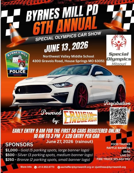 Byrnes Mill PD 6th Annual Special Olympics Car Show event at Northwest Valley Middle School in House Springs, MO on June 13, 2026