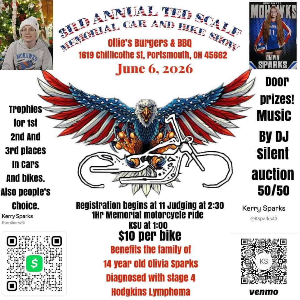 Car Show And Benefit Ride event at 1619 Chillicothe Street in Portsmouth, OH on June 6, 2026