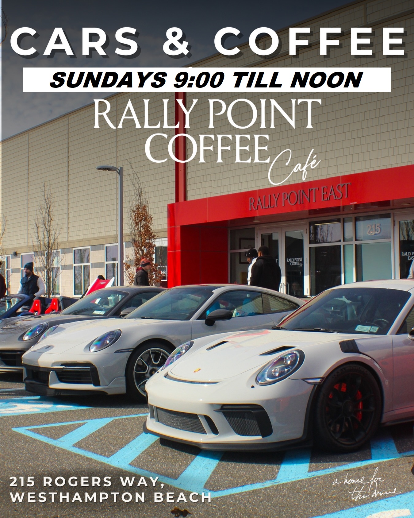 Cars & Coffee Rally Point Coffee Caf� event at 215 Rogers Way in Westhampton Beach, NY on June 7, 2026