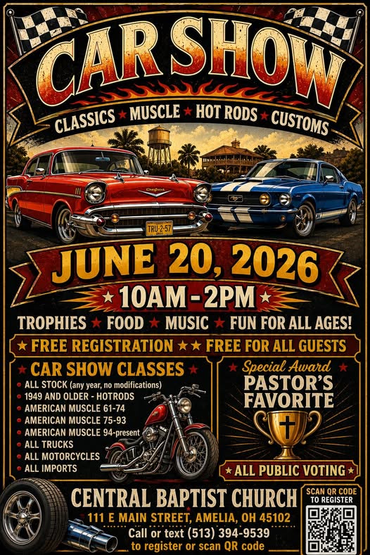 Central Baptist Church Car Show event at Central Baptist Church in Amelia, OH on June 20, 2026