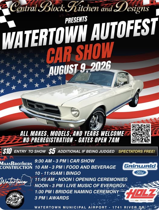 Central Block Kitchen and Designs Presents Watertown Autofest Car Show event at Watertown Municipal Airport in Watertown, WI on August 9, 2026