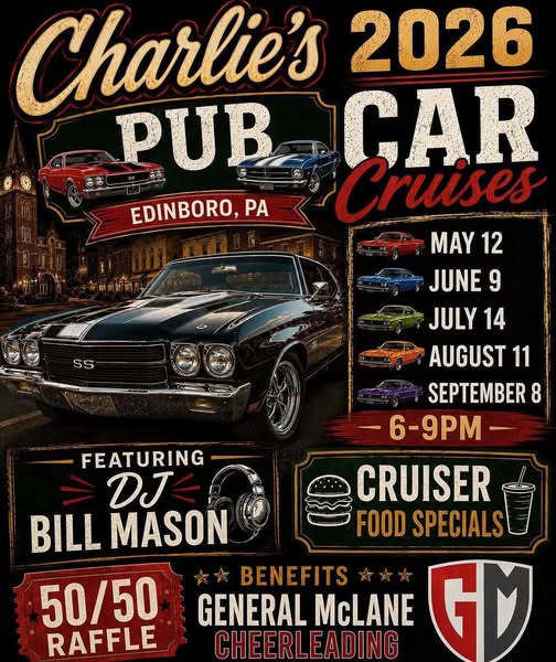 Charlie's Pub Car Cruises event at Charlie's Pub in Edinboro, PA on June 9, 2026
