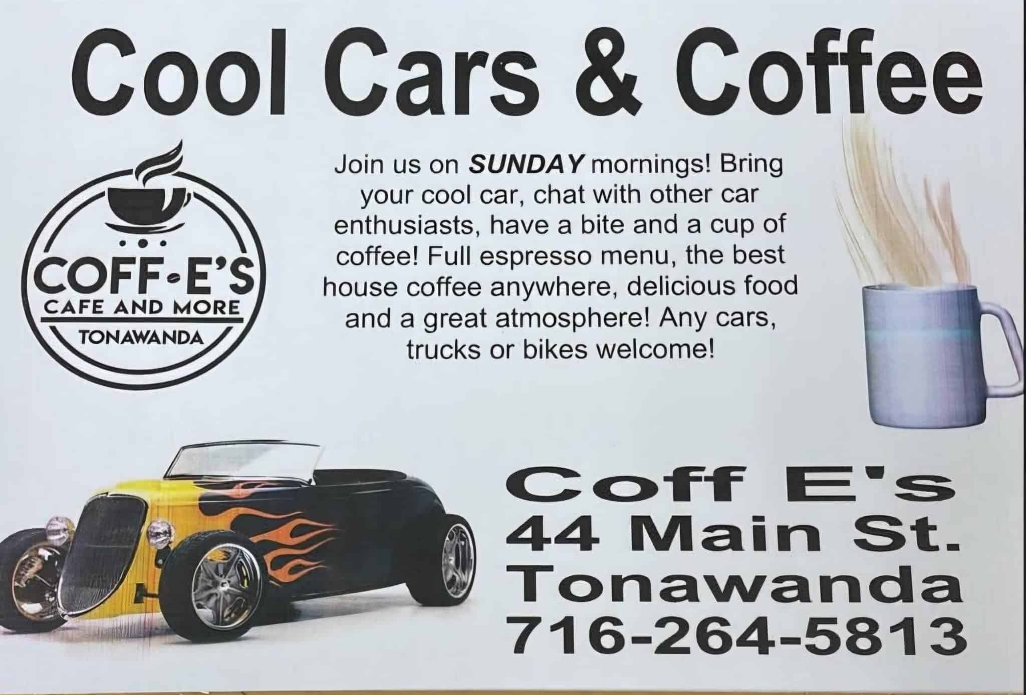 Cool Cars & Coffee event at Coff E's in Tonawanda, NY on May 31, 2026